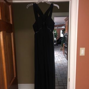 Long formal sequined black gown